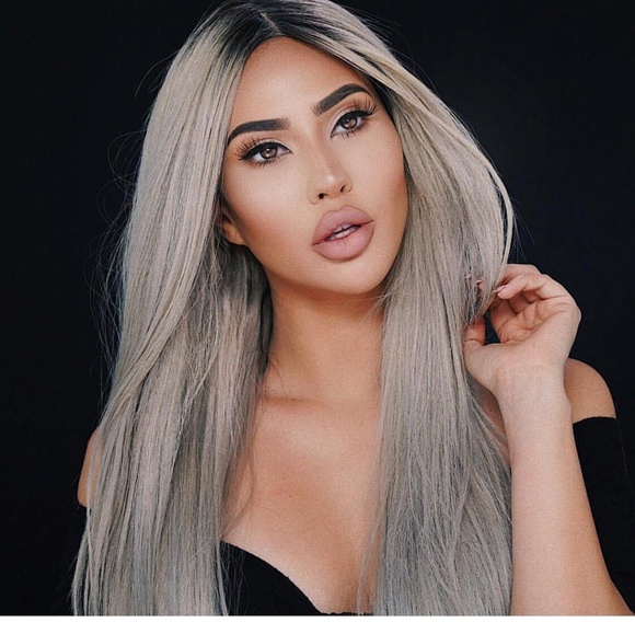 Black Gray Lace Front Wig